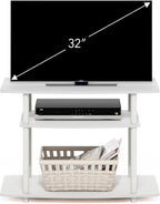 Turn-N-Tube TV Stand, 3-Tier No Tools Entertainment Center, TV Console for TV up to 32 Inch, for Living Room, Bedroom, White