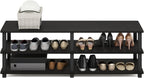 TURN-S-TUBE Shoe Rack, 3-Tier Wide Shoe Organizer, Open Shelf Rectangular Shoe Storage Rack, 11.6 x 47.2 x 15.4, Toolless Assembly, for Closet Entryway, Office, Garage, Espresso