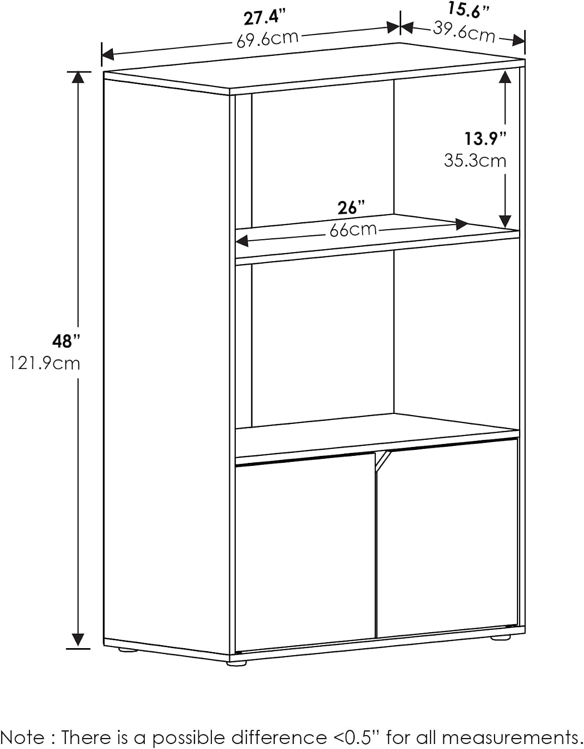 Jaya Kitchen Storage Shelf with Cabinet, Americano