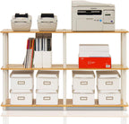 TURN-N-TUBE Storage Shelves, 3-Tier 47.4 Wide Book Shelf, Corner Shelf, Toolless Open Shelves, for Organization and Storage, Living Room, Garage, Home Office, Beech