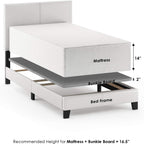 FB19821TWH Pessac PU Leather Upholstered Platform, Twin, White