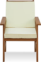 TIOMAN Patio Chair, Mediterranean Outdoor Lawn Chair, Armchair with Cushion, for Patio, Garden, Porch, Light Wood