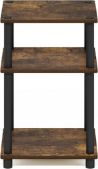 JUST Toolless 3-Tier Side Table, Open Shelf End Table, Amber Pine