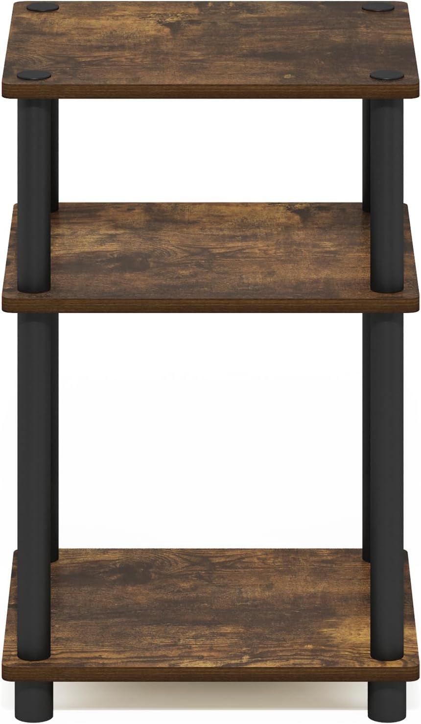 JUST Toolless 3-Tier Side Table, Open Shelf End Table, Amber Pine