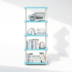 Turn-N-Tube Book Shelf, 5-Tier Bookshelf, Bookcase with Multipurpose Compact Display Rack, 11.6 x 23.6 x 57.4, for Living Room, Bedroom, Home Office, Light Blue/White