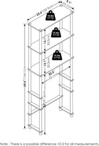 Turn-N-Tube Over The Toilet Storage, 5-Shelf Over The Toilet Organizer, Freestanding Space Saver Bathroom Shelf, for Bathroom Organizers and Storage, White
