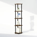 Turn-N-Tube Storage Shelves, 5-Tier Book Shelf, Corner Shelf with Open Shelves, Toollesss Assembly, for Organization and Storage, Living Room, Home Office, Hallway, Bedroom, Amber Oak