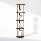 Turn-N-Tube Storage Shelves, 5-Tier Book Shelf, Corner Shelf with Open Shelves, Toollesss Assembly, for Organization and Storage, Living Room, Home Office, Hallway, Bedroom, Light Oak