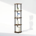 Turn-N-Tube Storage Shelves, 5-Tier Book Shelf, Corner Shelf with Open Shelves, Toollesss Assembly, for Organization and Storage, Living Room, Home Office, Hallway, Bedroom, Amber Oak