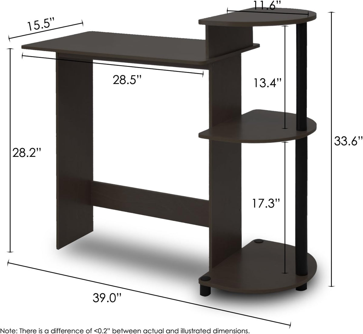 Compact Desk, 28.5" Wide Gaming Desk with Shelves, Computer Desk with Book Shelf, Office Desk for Home Office, Study Room, Dorm, Bedroom, Espresso