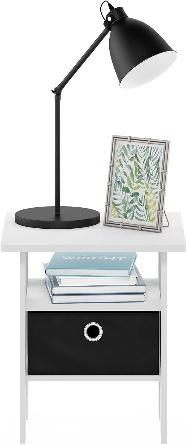 Andrey Square Side Table, End Table, Night Stand, White/Black