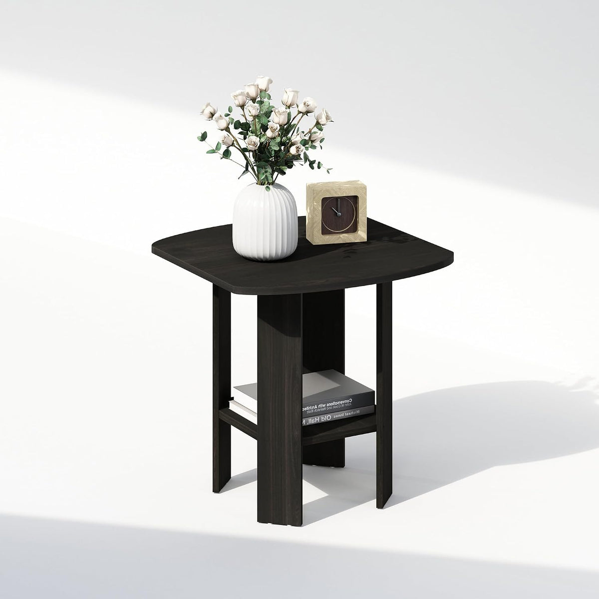 TIDUR 2-Tier Open Shelf Design Night Stand, Espresso