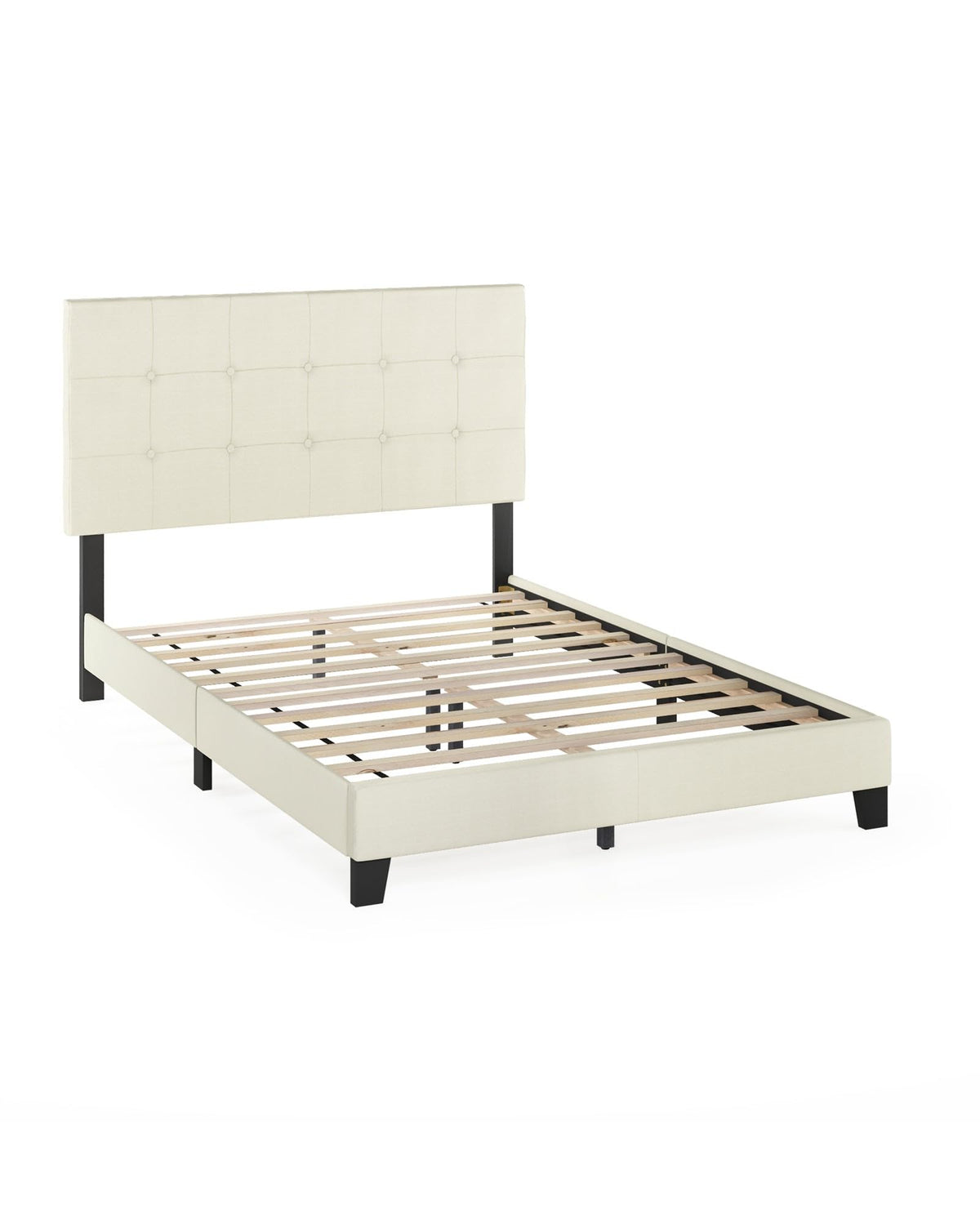 Laval Button Tufted Upholstered Platform Bed Frame, California King, Glacier