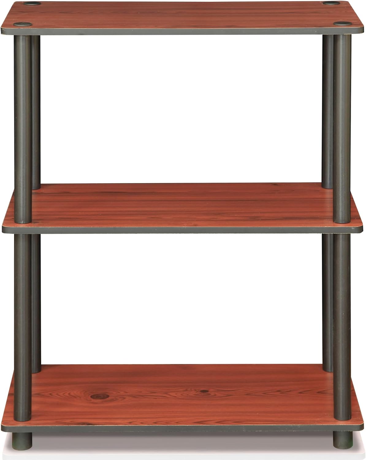 Turn-N-Tube Storage Shelves, 3-Tier Book Shelf, Corner Shelf, Toolless Open Shelves, for Organization and Storage, Living Room, Bedroom, Entryway, Laundry, Cherry Oak