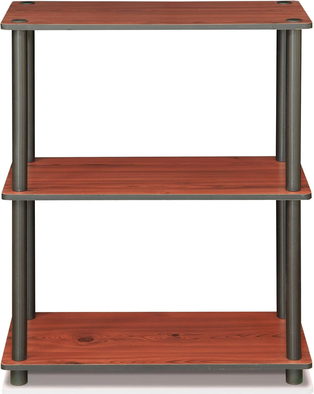 Turn-N-Tube Storage Shelves, 3-Tier Book Shelf, Corner Shelf, Toolless Open Shelves, for Organization and Storage, Living Room, Bedroom, Entryway, Laundry, Cherry Oak