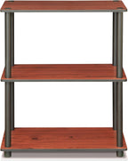Turn-N-Tube Storage Shelves, 3-Tier Book Shelf, Corner Shelf, Toolless Open Shelves, for Organization and Storage, Living Room, Bedroom, Entryway, Laundry, Cherry Oak