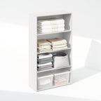 Reed Closet Organizers and Storage, 4-Tier Closet Organizer, Open Shelf Closet Storage, for Wardrobe, Bedroom, Living Room, White