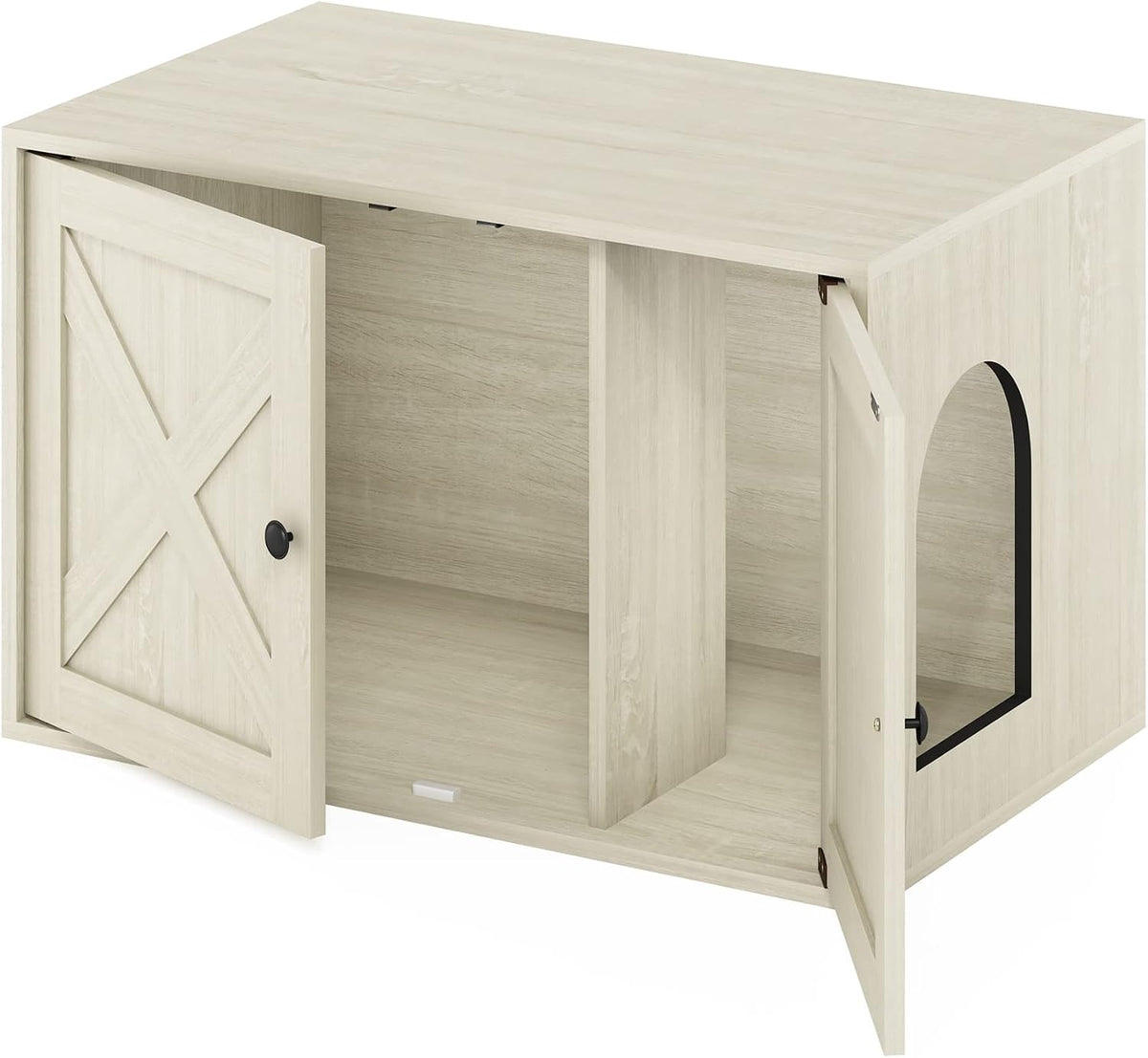 PELI Farmhouse Style Cat Litter Box Enclosure, White Wash