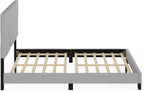 Skylar Queen Size Bed Frame with Geometric Design Upholstered Headboard, Bedframe with Adjustable Headboard, No Box Spring Needed, 12pcs Wooden Slat Support, for Bedroom, Dorm, Light Grey