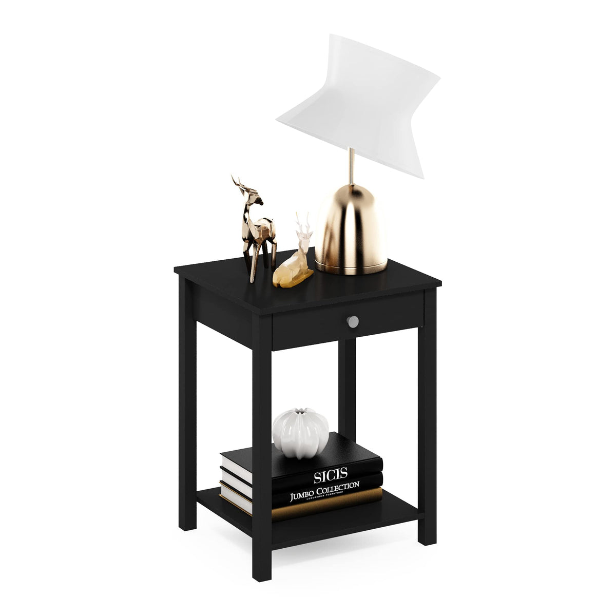 CAMNUS Side Table, 2-Tier Modern Metal Frame End Table with Open Shelf, Night Stand, Bedside Table, for Living Room, Bedroom, White