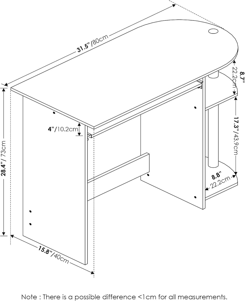 Simplistic Easy Assembly Computer Desk, With Keyboard Tray, Dark Brown/Black