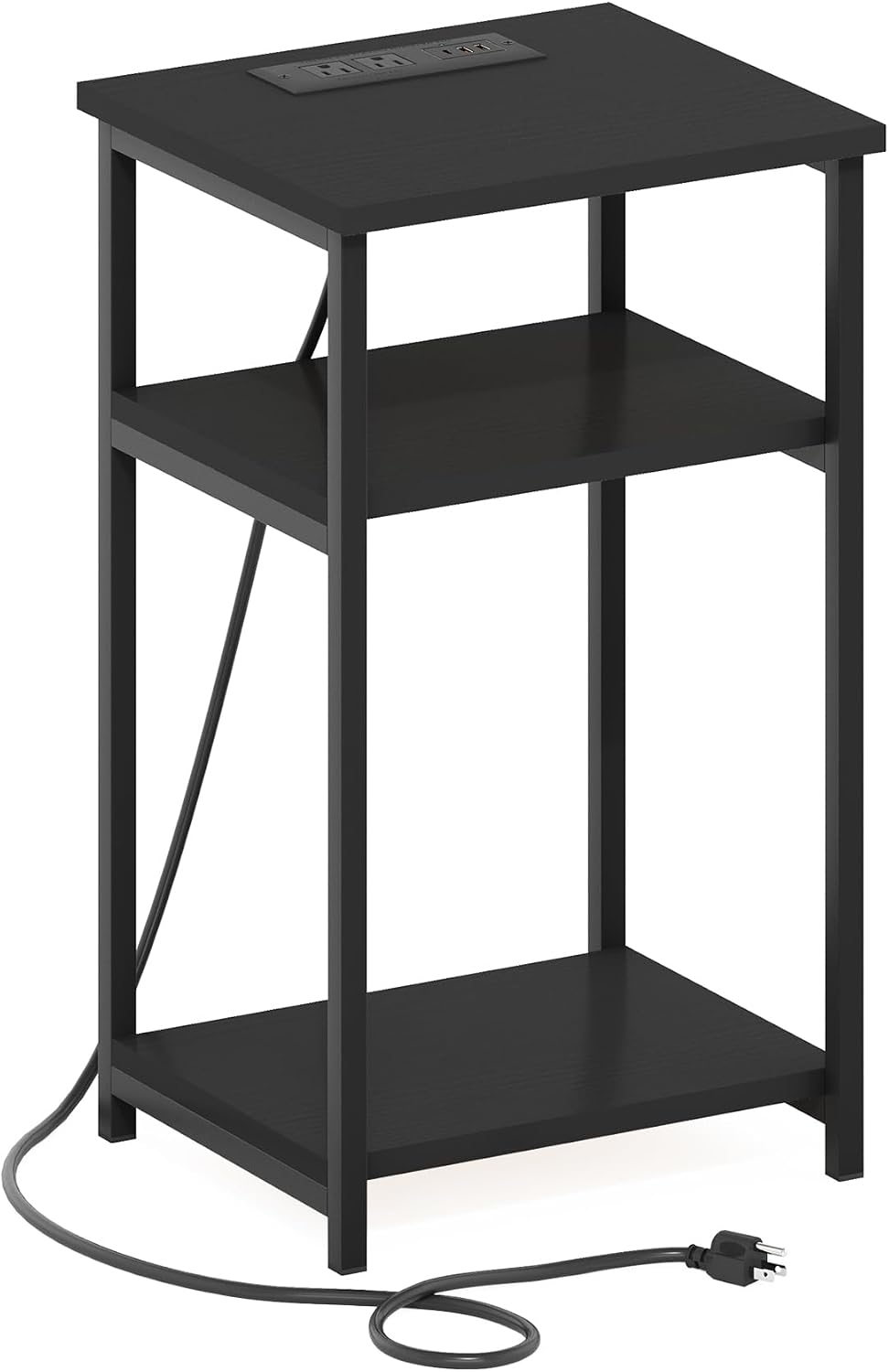 Moretti 3-Tier Night Stand with Charging Station, Americano