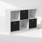 Cubic Closet Organizers and Storage, 6-Cube Closet Organizer with Bins, Open Shelf Storage, for Wardrobe, Bedroom, Living Room, White