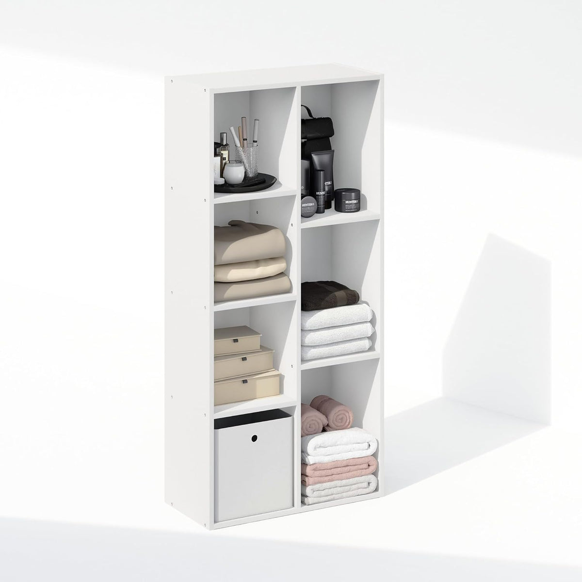 Reed Closet Organizers and Storage, 7-Cube Closet Organizer, Open Shelf Closet Storage, for Wardrobe, Bedroom, Living Room, White