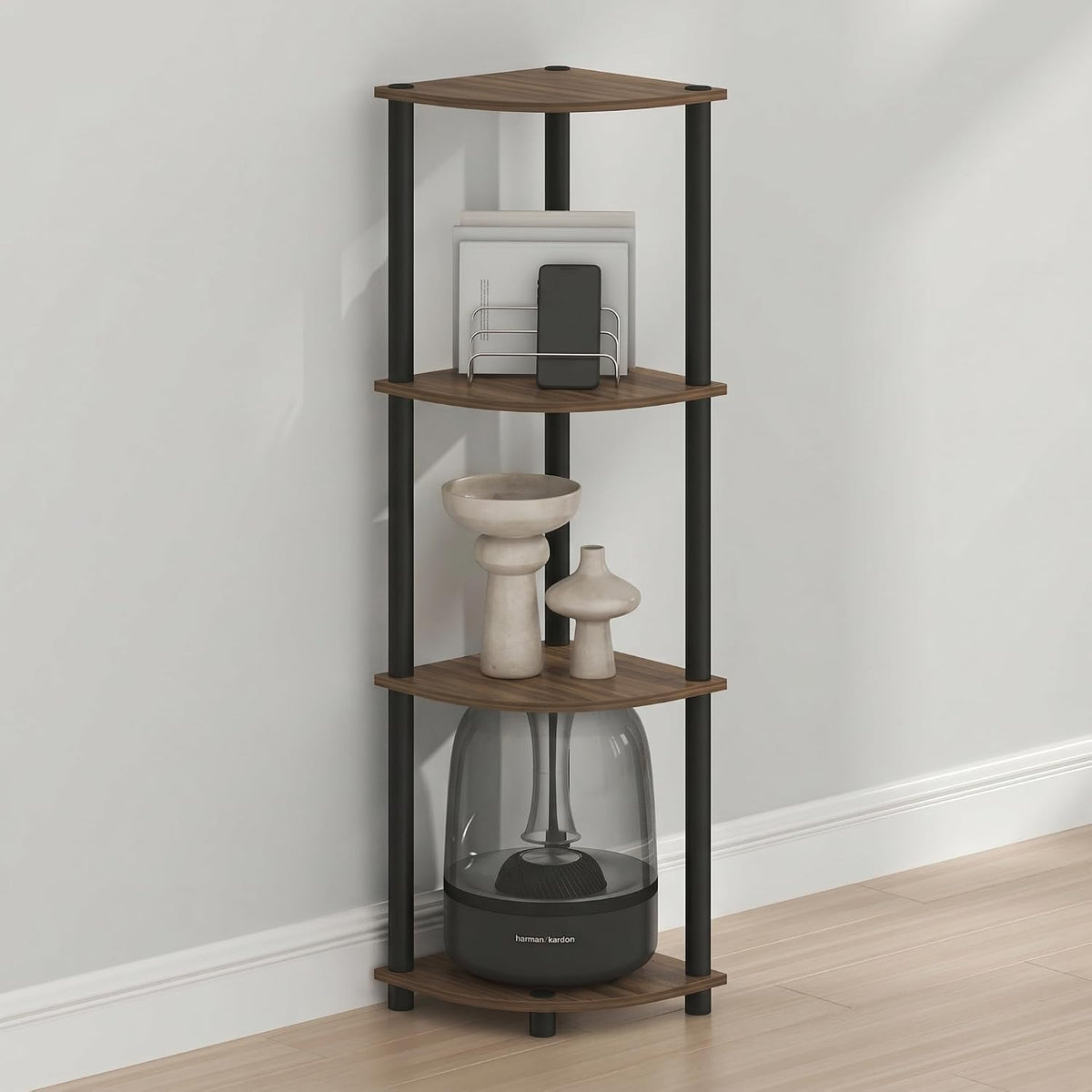 Turn-N-Tube Toolless 4-Tier Storage Shelves, Columbia Walnut
