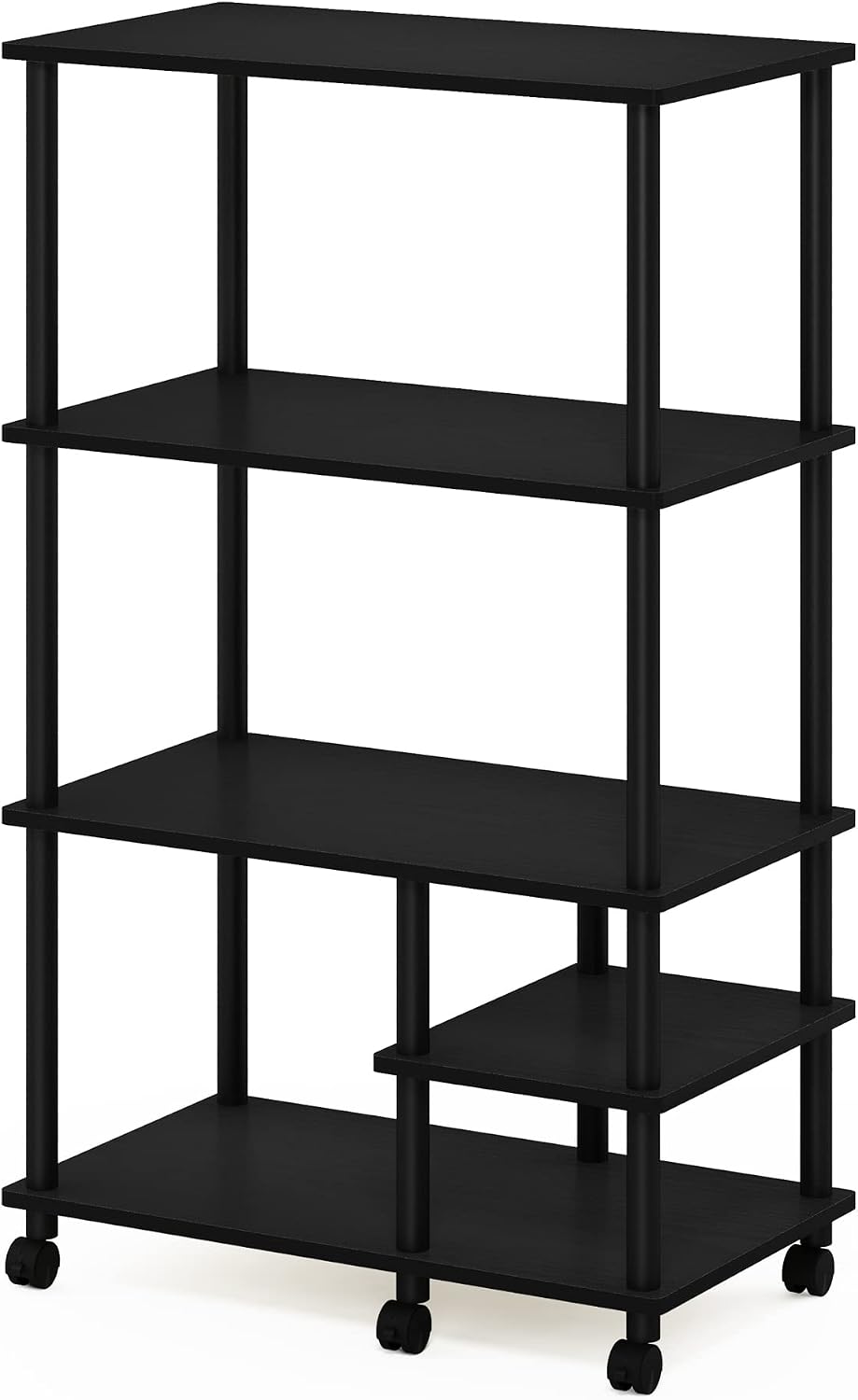 Turn-N-Tube 4-Tier Toolless Kitchen Storage Shelf Cart, Americano/Black