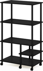 Turn-N-Tube 4-Tier Toolless Kitchen Storage Shelf Cart, Americano/Black