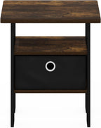 ANDREY Square Side Table, End Table, Night Stand, Amber Pine