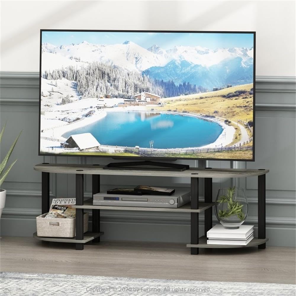 TURN-S-TUBE 3-Tier TV Stand for TVs up to 55 Inch, French Oak
