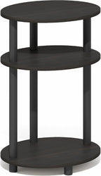 Turn-N-Tube 3-Tier Oval Night Stand, Toolless Assembly Narrow Nightstand, Modern Compact Side Table, End Table, for Living Room, Bedroom, Espresso