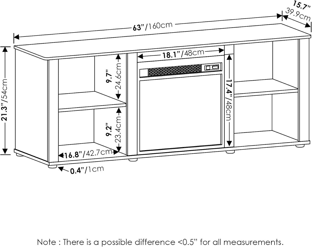 CLASSIC 3-Tier Fireplace TV Stand for TV up to 70 Inch, Americano