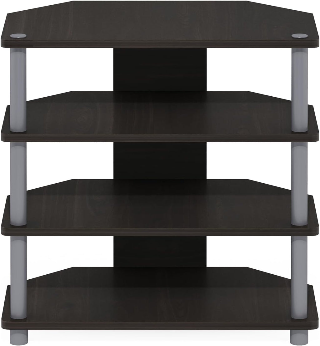 Turn-N-Tube Easy Assembly 4-Tier Petite Entertainment Center / TV Stand / TV Unit / TV Desk, Espresso/Grey
