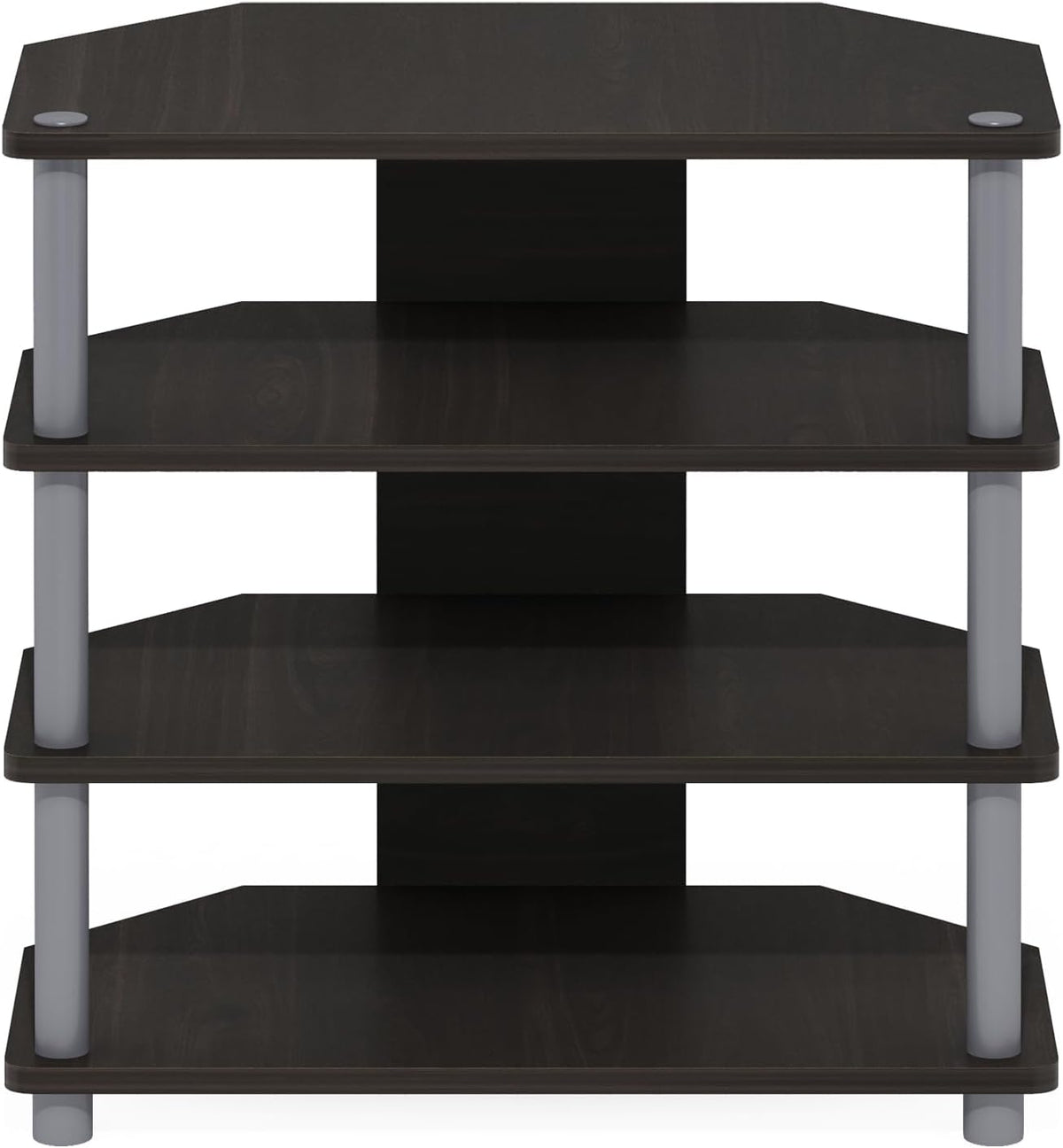 Turn-N-Tube Easy Assembly 4-Tier Petite Entertainment Center / TV Stand / TV Unit / TV Desk, Espresso/Grey