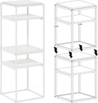 Moretti Side Table, 2-Tier Stackable Metal Frame End Table with Open Shelf, Night Stand, Bedside Table, Toolless Assembly, for Living Room, Bedroom, Solid White