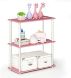 TURN-N-TUBE Storage Shelves, 3-Tier Book Shelf, Corner Shelf, Toolless Open Shelves, for Organization and Storage, Living Room, Garage, Home Office, Pink