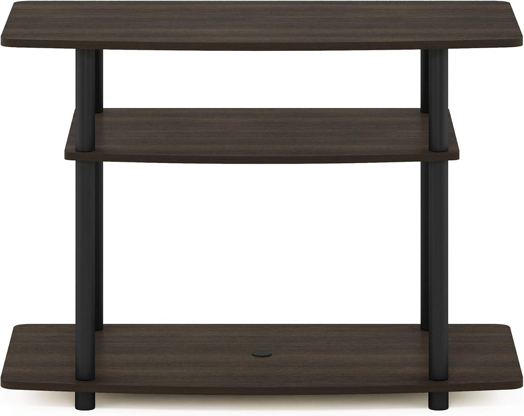 Turn-N-Tube No Tools 3-Tier Entertainment Center TV Stand for TV up to 32 Inch, Plastic Round Tubes, Dark Brown/Black