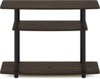 Turn-N-Tube No Tools 3-Tier Entertainment Center TV Stand for TV up to 32 Inch, Plastic Round Tubes, Dark Brown/Black
