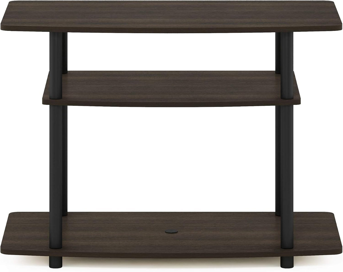 Turn-N-Tube No Tools 3-Tier Entertainment Center TV Stand for TV up to 32 Inch, Plastic Round Tubes, Dark Brown/Black