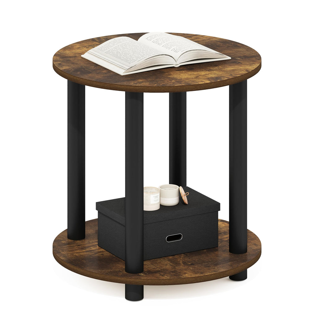 Jaya 3-Tier Round Side Table, Oval Tabletop, Black Walnut