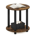 Jaya 3-Tier Round Side Table, Oval Tabletop, Black Walnut
