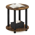 Jaya 3-Tier Round Side Table, Oval Tabletop, Black Walnut