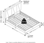 Lucy Bed Frame, Queen Size Bedframe with Geometric Design Upholstered Headboard, Bed with Adjustable Headboard, No Box Spring Needed, 12pcs Wooden Slat Support, for Bedroom, Dorm, Glacier