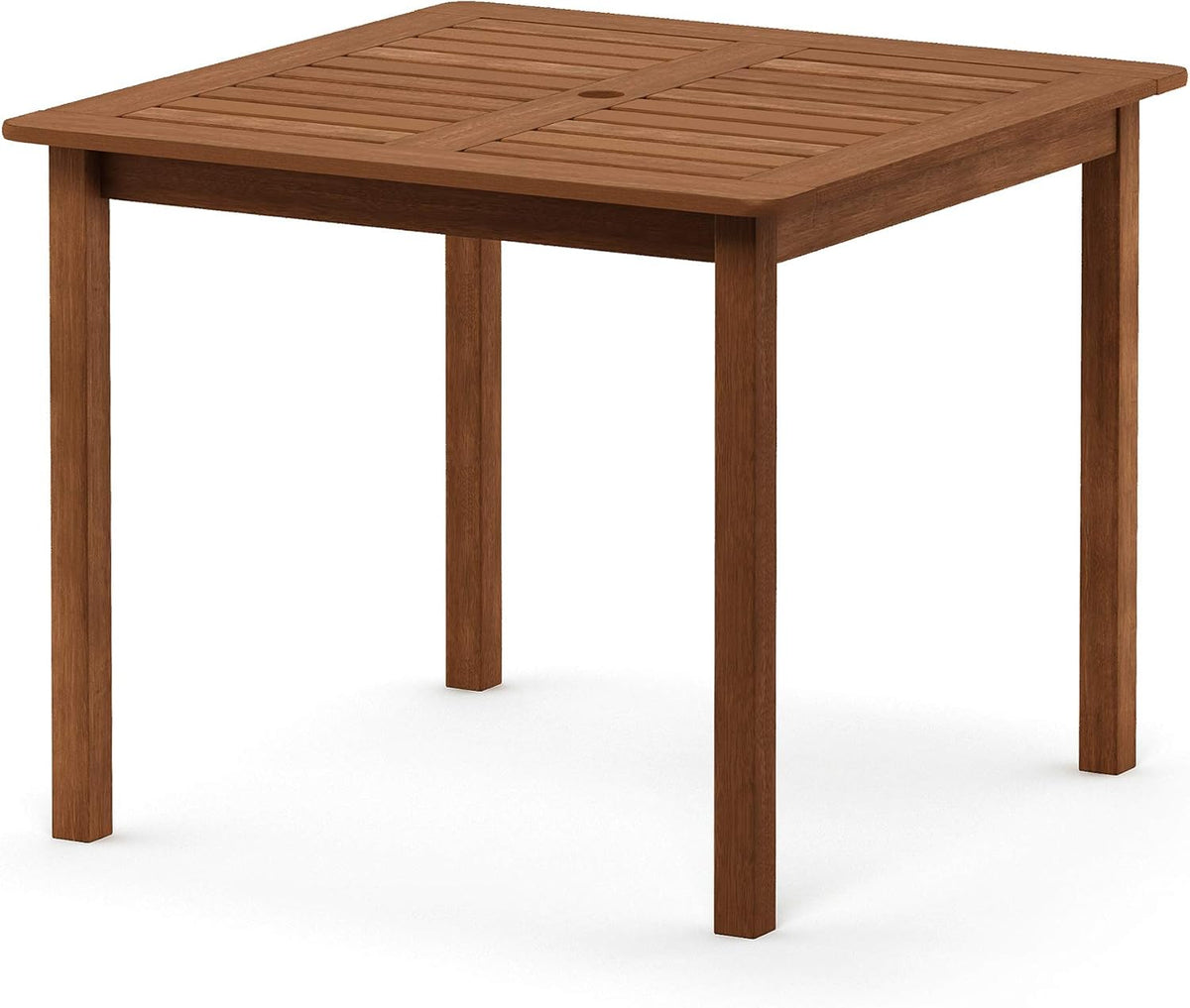 FG18006 Tioman Hardwood Patio Furniture Square Table with Umbrella Hole, Natural, 35.4"D x 35.4"W x 29.2"H