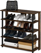 Turn-N-Tube 5 Tier Wide Shoe Rack, White Oak, Stainless Steel Tubes 32 Inch