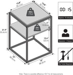 Moretti Side Table, 2-Tier Stackable Metal Frame End Table with Open Shelf, Night Stand, Bedside Table, Toolless Assembly, for Living Room, Bedroom, Solid White