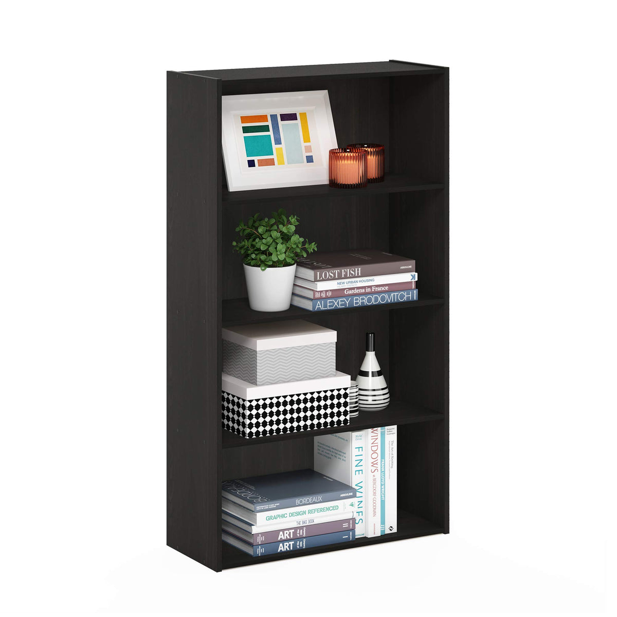 4-Tier Book Shelf, Open Shelves Bookshelf, Light Blue/White